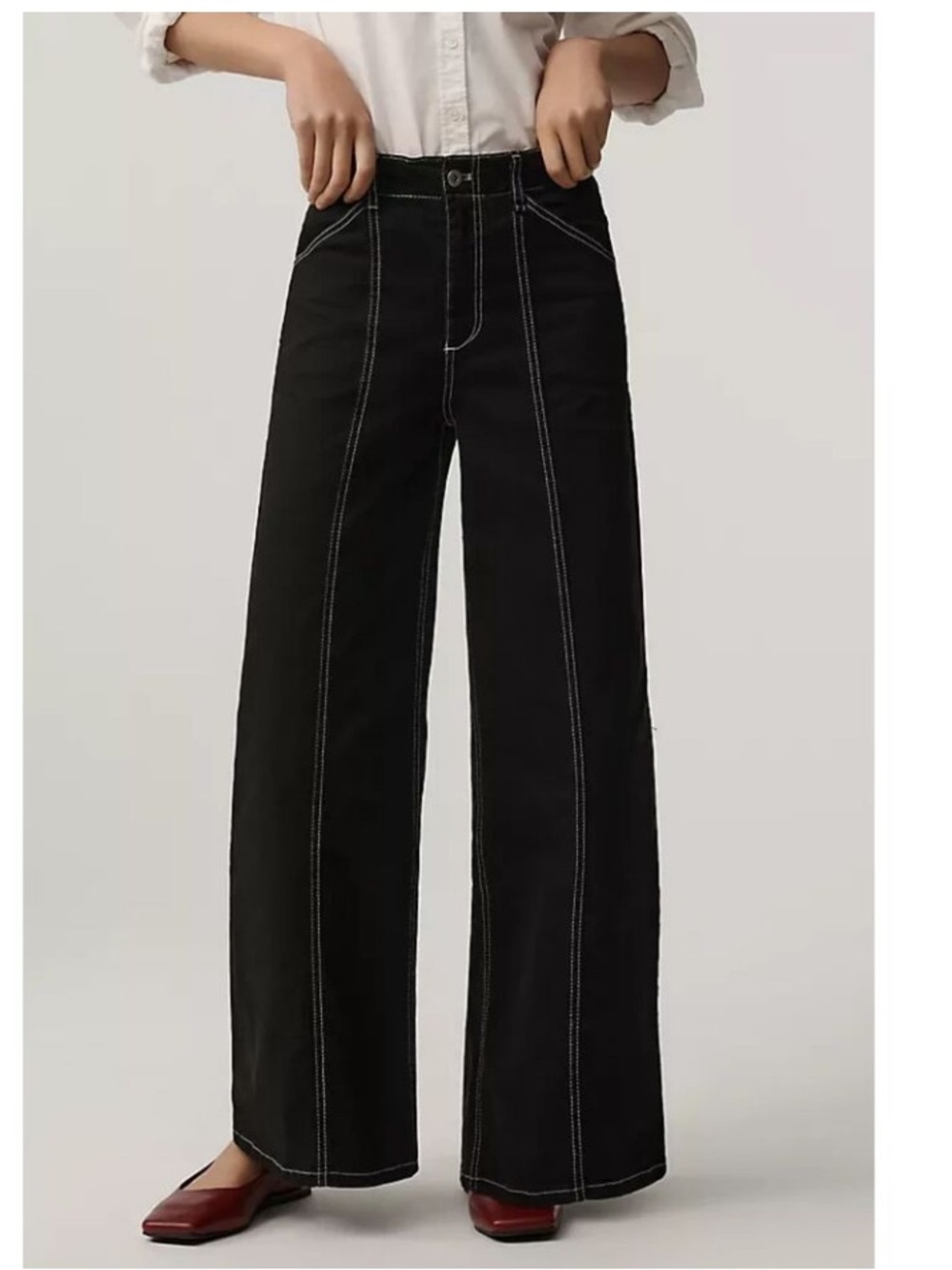 Anthropologie Maeve Delaney Clean-Seamed High-Rise Wide-Leg Jeans Size: 30Tall